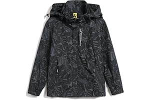 Hikevitang Boys Girls Lightweight Raincoat Waterproof Hooded Rain Jacket Windbreaker kids jacket