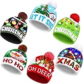 MGparty 6 Pack Christmas Hats LED Light Up Beanie Knit Hats Holiday Winter Snow Caps for Adults Kids