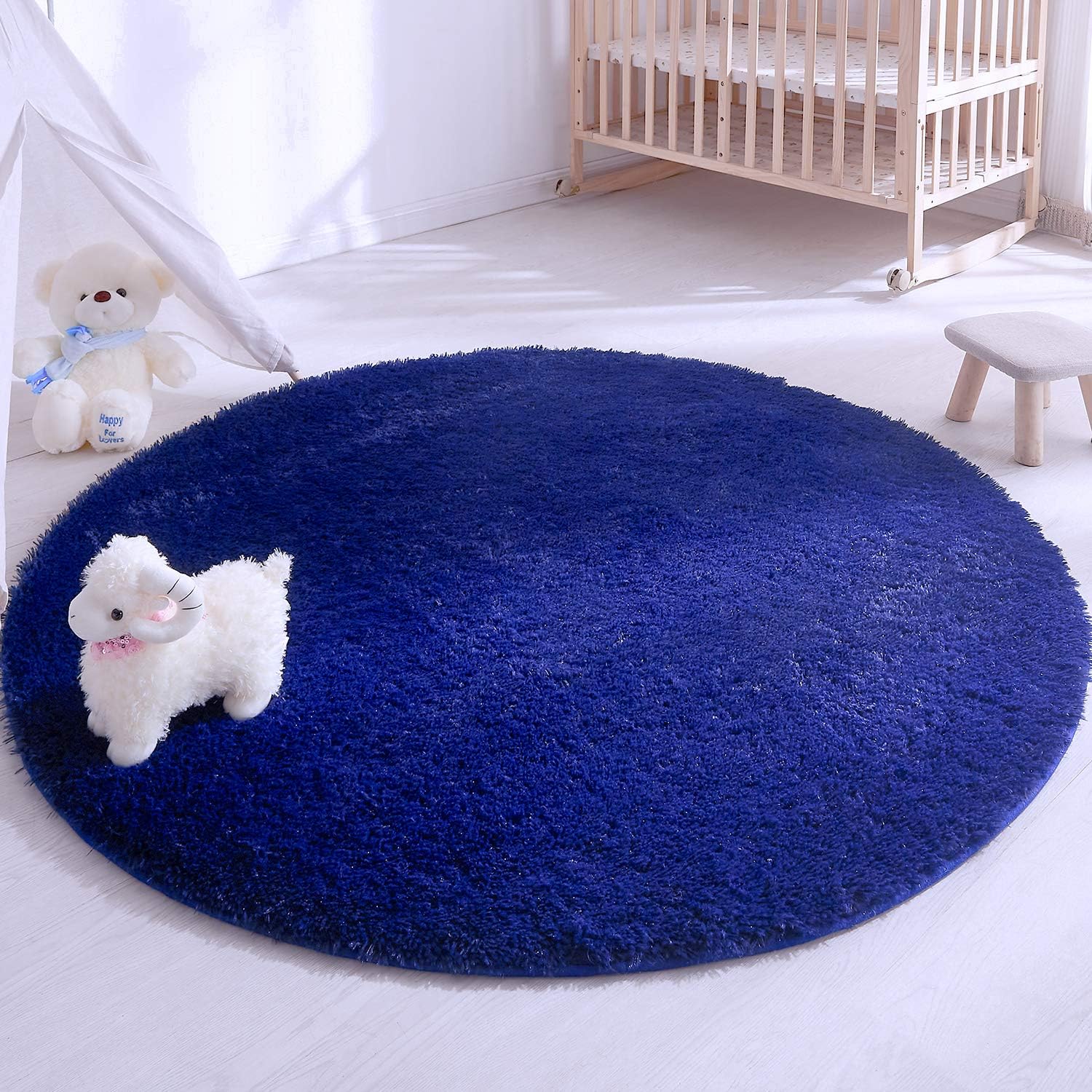 round navy rug nursery