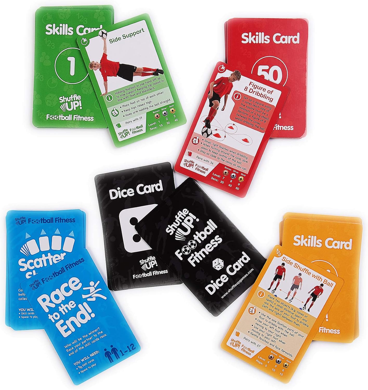 Shuffle Up Football Games, Family Soccer Games with 70+ Fun & Active Fitness Workout Cards, Training Equipment Aid - Image 5