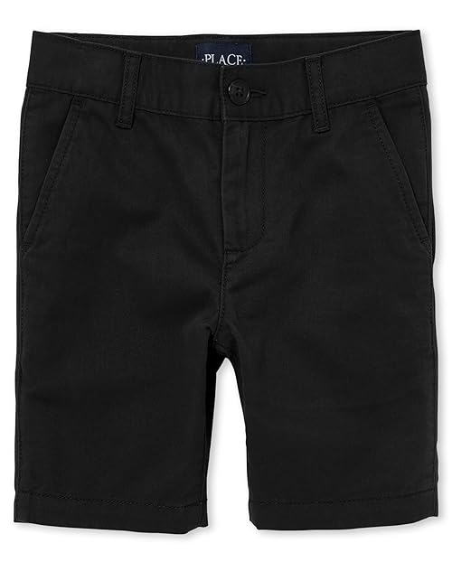 The Children's Place Boys Stretch Chino Shorts, Black Single, 18 Husky