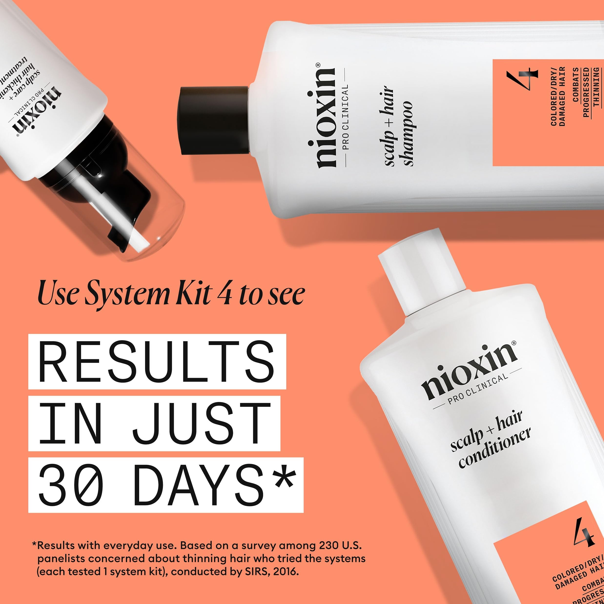 Nioxin System 4 Scalp + Hair Thickening Shampoo for Colored, Dry, & Damaged Hair with Progressed Thinning | Maintain Vibrant Color | Cleanse, Nourish & Boost Hair Density with Niacinamide & Biotin