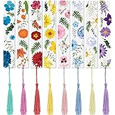 Outus 8 Sets Flower Acrylic Bookmarks for Reading Women Transparent Acrylic Cute Floral Bookmarks with Colorful Tassels Gift for Valentine's Day Women Teacher Book Lovers Reading, 8 Styles