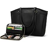 YZAOLL Large Soft Purse for Women Tote Bag Work Satchel Handbag Wallet Set | RFID blocking 16 card big wallet,double sided thickened shock-absorbing air cushion,multi‑pocket,office bag, business bag