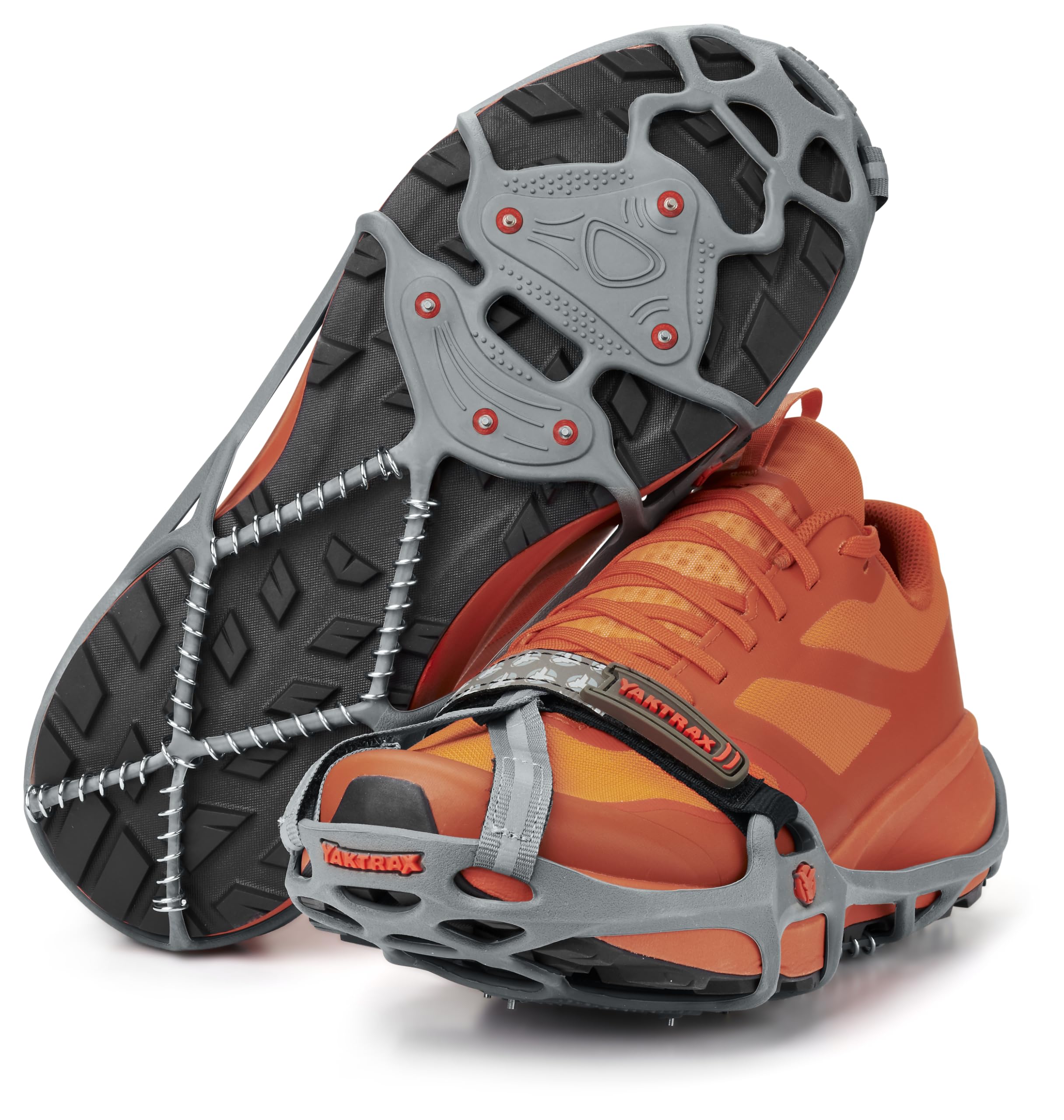 Photo 1 of ***MAJOR DAMAGE*** Yaktrax Run Traction Cleats for Snow and Ice, Gray/Red, Small (8161)