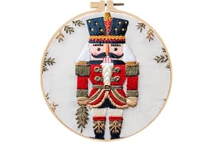 Feltsky Nutcracker Embroidery Kit for Beginner - Including Everything to Make 20cm Christmas Craft Kit for Mom Grandma Girlfr
