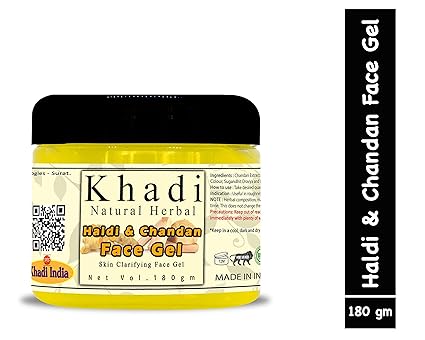 Khadi Natural Herbal Haldi and Chandan Face Gel for Men and Women 180gm | Skin Moisturizer | With Aloevera
