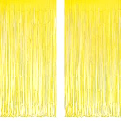 Yellow Streamers Party Backdrop - GREATRIL Foil