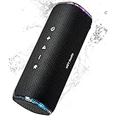 NSY Audio 40W Portable Bluetooth Speaker, IPX7 Waterproof Wireless Outdoor Speaker, 25-Hour Playtime, Bass Boosted, LED Lights, TWS Pairing for Pool, Shower, Bike, Jam Session, Gifts (Black)