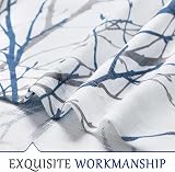 Fmfunctex Blue Semi Sheer Curtains 72in Drop 2 Panels Tree Branch Linen Textured view 7
