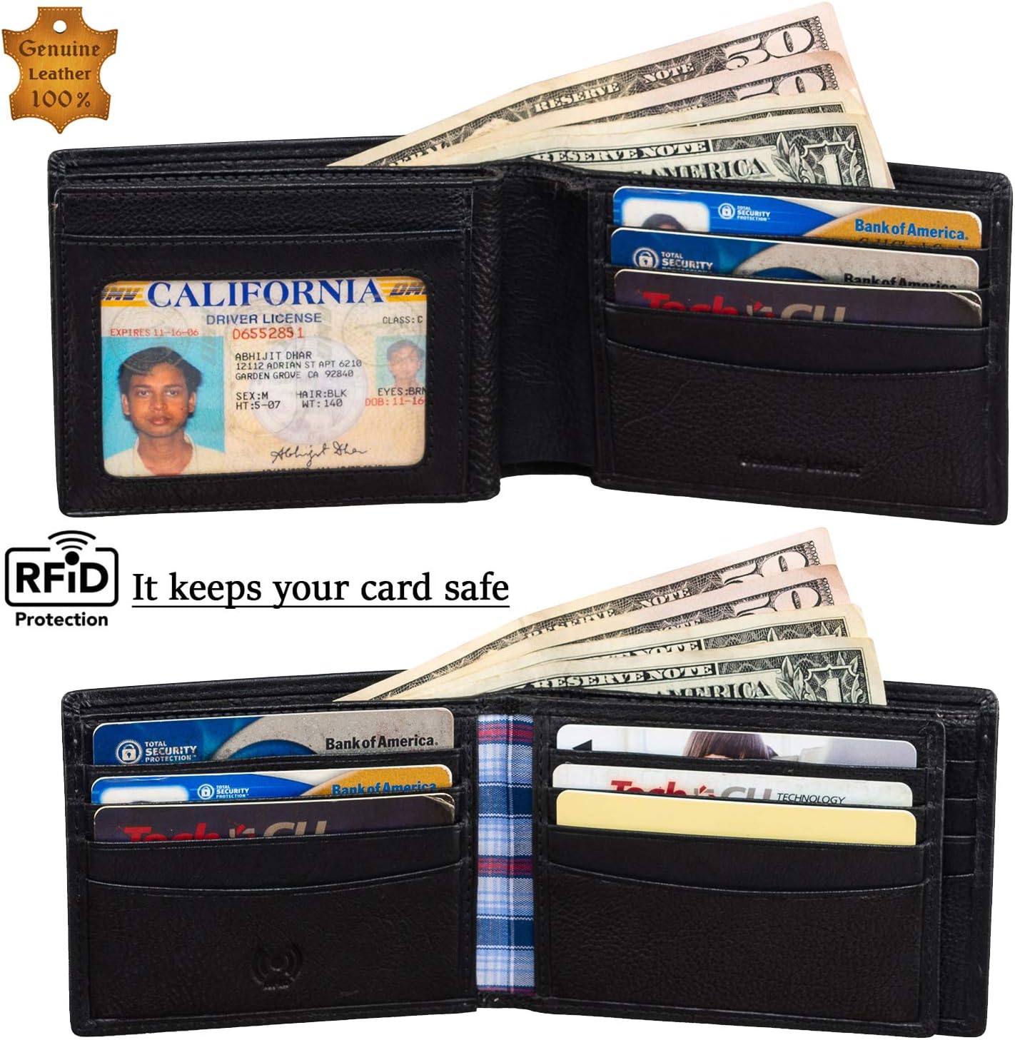 Picchio Men's Vintage Range RFID Blocking Bi-Fold Stylish Slim Wallet With Center Flip ID Window