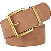 XZQTIVE Women Wide Chunky Belt for Dresses Fashion Thick Suede Belt with Gold Buckle