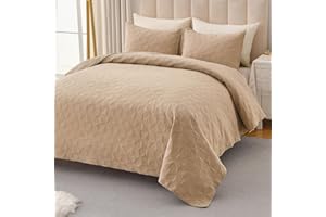 OARAGE King/Cal King Size Quilt Bedding Set Beige (110" x 96"), Soft Lightweight Summer Quilted Bedspreads, 3 Pieces Modern Microfiber Coverlet Set with Shams for All Season (1 Quilt, 2 Pillow Shams)