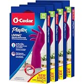 O-Cedar Playtex Gloves Living Reuseable Rubber Cleaning Gloves, Premium Protection, Size - Medium (1 Pair) - 4 Pack