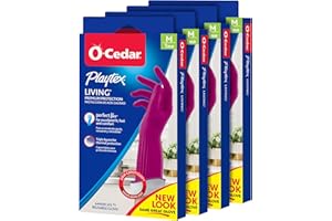 O-Cedar Playtex Gloves Living Reuseable Rubber Cleaning Gloves, Premium Protection, Size - Medium (1 Pair) - 4 Pack