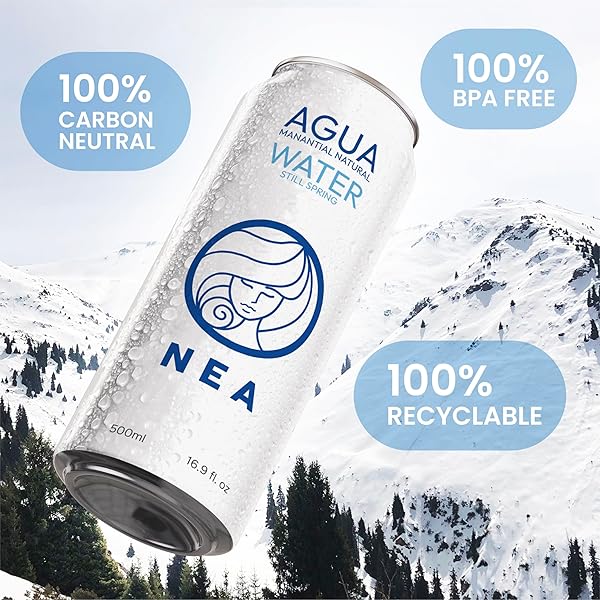 NEA CANNED WATER – AUSTRIAN ALPS SPRING MINERAL CAN WATER IN ALUMINUM CANS – PLASTIC FREE BPA FREE 16.9OZ (1 CASE – PACK OF 12)