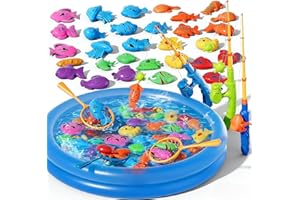 Blmukce Magnetic Fishing Game Toys with Inflatable Pool for Toddlers 1-3 3-5, Kids Bathtub Pool Water Table Toys, Birthday fo