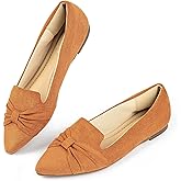 MUSSHOE Flat Shoes Women Comfortable Pointed Toe Slip on Women's Flats, Tan 9