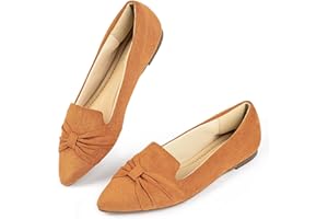 MUSSHOE Ballet Flats Dress Shoes for Women Comfortable Women's Pointed Toe Flat Slip On with Bow