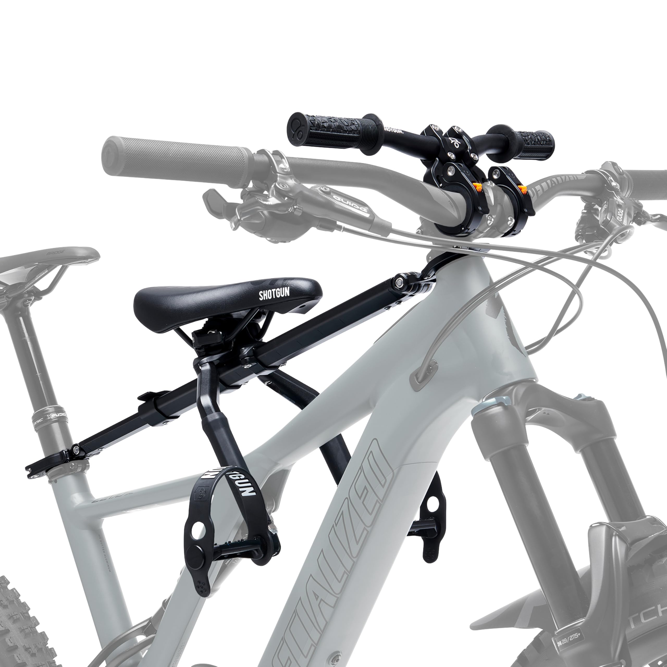 Kids Ride Shotgun - Pro Child Bike Seat & Handlebar Combo - Front Mounted, Children Aged 18mo~5 Years, Fits Most Modern Mountain Bikes & E-Bikes, Zero-Frame Contact, Easy Install, Fully Adjustable