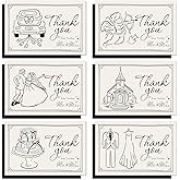 Whaline 36 Pack Wedding Thank You Cards Black The New Bride & Groom Cupid Cake Thank You Greeting Note Cards with Envelope Sticker for Bridal Shower, 6 Designs