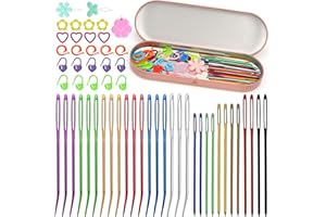 UZECPK 57PCS Yarn Needles Set, Darning Needles Kit, Big Eye Blunt Needles Kit with Bent Tapestry Needle Knitting Needles Sewing Needles Weaving Needle Threaders Stitch Markers for Crochet Sewing