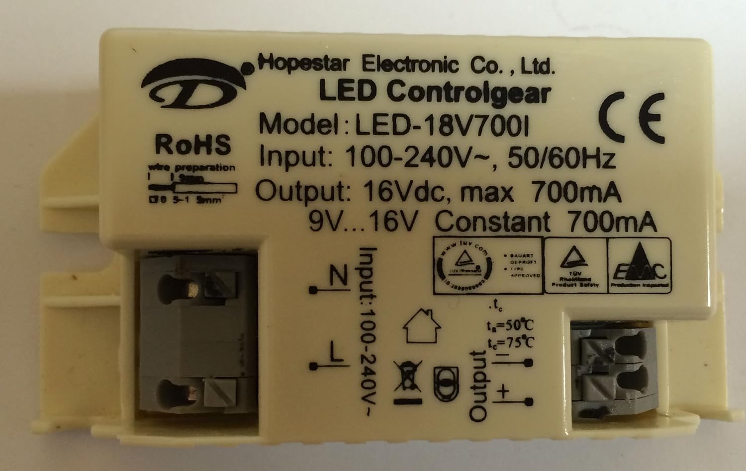 Hope Star Led control Gear LED18V700I 12Vdc 700mA 6... 12 V Amazon.es