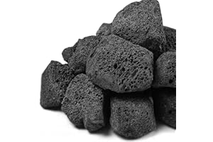 IWOODUS 10lb 2.75-5 Inch Large Black Lava Rocks for Fire Pits, Indoor Fireplaces, Outdoor Gas Fire Tables, Garden Landscaping Decoration (2.75"-5")