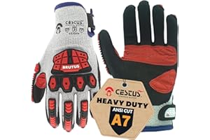 Cestus Brutus HD, Level A7 Cut Resistant Work Gloves, Impact Gloves, Nitrile Coated, Touchscreen, Puncture Resistant