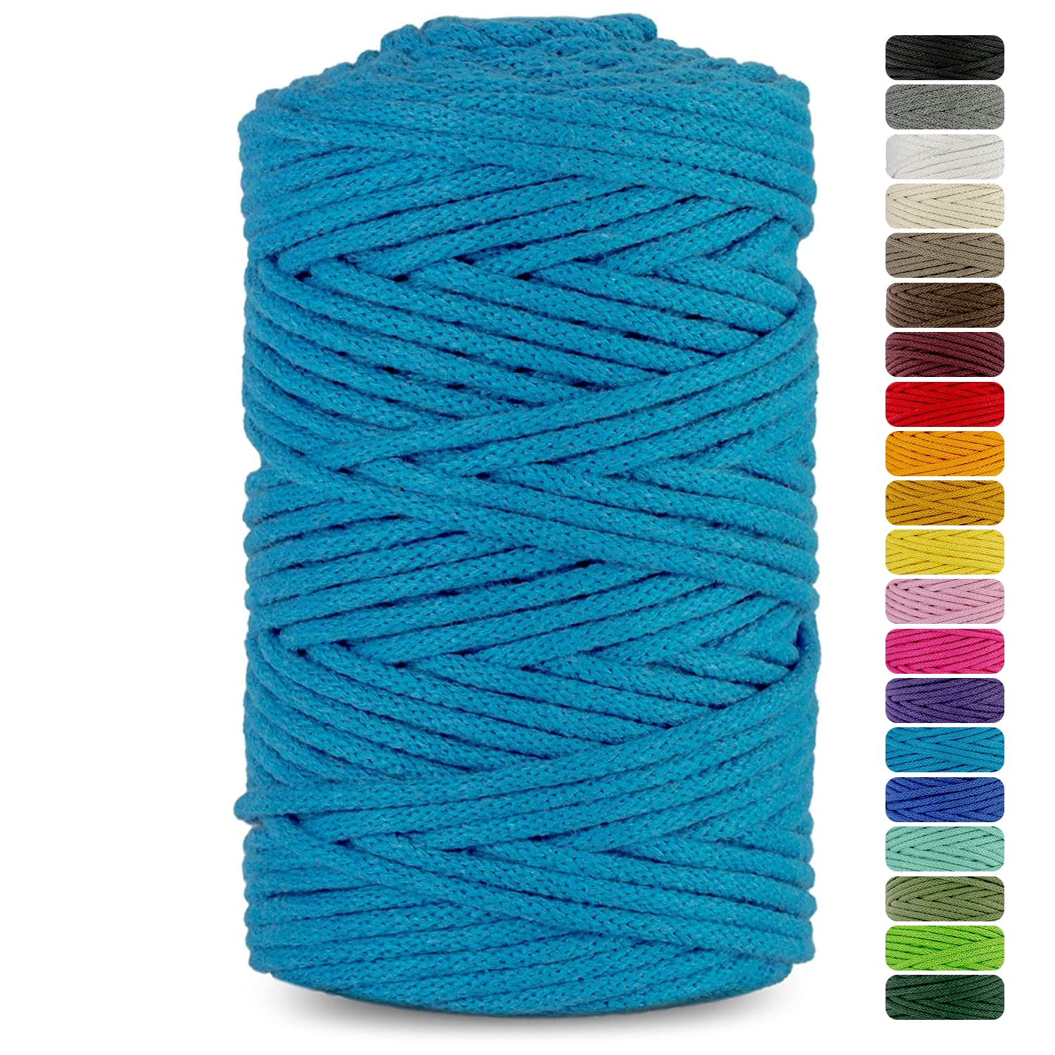 Netuno 1x Macrame Cord Braided Macramé Yarn Blue 5 mm x 100 m 0,2 inch x 3 937 inch Natural Twine String Cotton Cord Ideal Project Hanging Baskets DIY Handbags Decoration