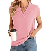 Ivicoer Sweater Vest Women V-Neck Knitted Pullover Short Cap Sleeve Collared Tops Dressy Casual 2025 Summer Fashion Trendy