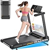 JAGJOG Treadmill for Home with 0-15% Auto Incline, 3.5 HP Foldable Running Machine, 12 HIIT Programs, 37 cm Wide LED Touchscr