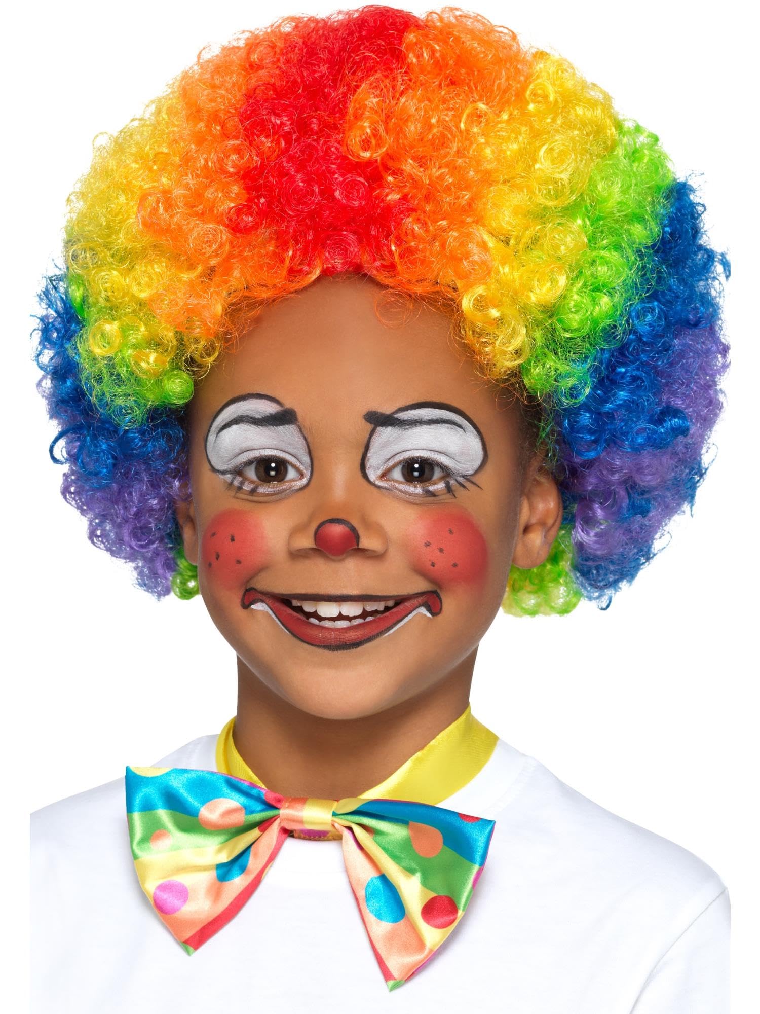 Smiffys Clown Wig, Multi-Coloured Kids, Girls Fancy Dress, Clown Dress Up Wigs Halloween
