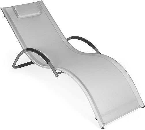 Park Alley Sonnenliege Alu Relaxliege Garten Belastbar Bis 100 Kg Abnehmbares Klettkissen 192 X 45 Cm Liegeflache Grau Amazon De Kuche Haushalt
