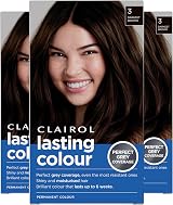 Clairol Lasting Colour Permanent Hair Dye 3 Darkest Brown Grey Coverage view 2