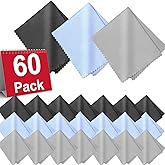 Zeefpod 60-Pack Microfiber Cleaning Cloths for Glasses, 6x7 Inch Premium Lens Cleaning Cloth for Screens, Cameras, Eyeglasses, Cell Phone, LCD TV Screens，Black，Grey and Light Blue