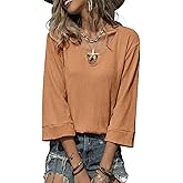 SHEWIN Women's Tops 3/4 Sleeves Business Casual Dressy Elegant Blouses Loose Shirts 2026