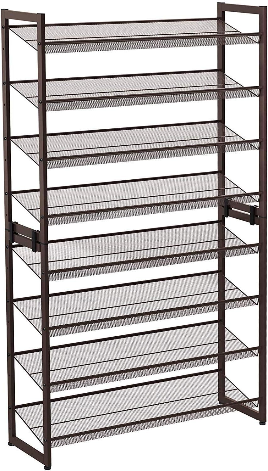 songmics 10 tiers shoe rack on Adjustable Flat Or Angled Shelves Songmics 8 Tier Shoe Rack Cool Gray Ulmr08gb Set Of 2 Stackable 4 Tier Shoe Organizers For 32 To 40 Pairs Of Shoes Shoe Organizers Clothing Closet Storage Ilsr Org