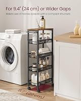 VASAGLE 5-Tier Kitchen Trolley 22 cm Deep Steel Frame Castors Rustic Brown view 3