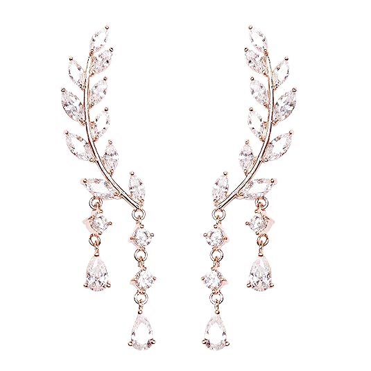 VEVI Damen Funkeln Rose Gold Blatt Form Roségold Ohr - manschette Ohrringe für Frauen Mädchen Party