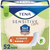 TENA Sensitive Care Ultimate Incontinence Pads for Women, Regular, 52 ct | Made for sensitive skin, these bladder control pads help keep your skin irritation and leak free for comfort and security