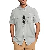 MAGCOMSEN Men's UPF 50+ Fishing Shirts UV Sun Protection Cooling Quick Dry Short Sleeve Shirts for Hiking Safari Camping