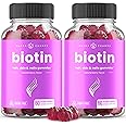 NutraChamps Sugar Free Biotin Gummies 10000mcg [High Potency] - Healthy Hair, Skin & Nails for Women, Men & Kids - 5000mcg in Each Gummy - Vegan Hair Health Vitamins Supplement - Raspberry (2-Pack)
