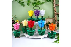 8Pcs Flower Honeycomb Centerpieces for Table Decorations, Tulip Spring Party Decor, Colorful Tulip Honeycomb Tabletop Decor f