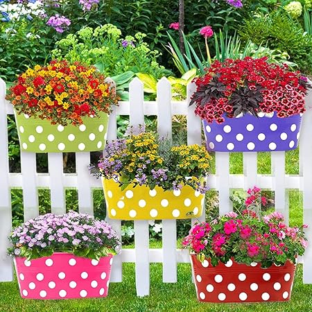 Kraft Seeds Designer Oval Shaped Planters. (Oval - Red, Blue, Yellow, Pink, Green) Useful for Balcony and Home Gardening 5 Pieces