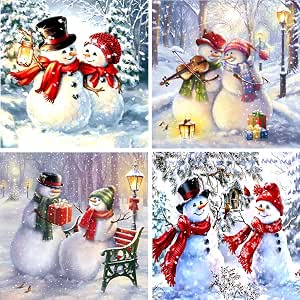 Amazon.com: Yomiie 4 Pack 5D Diamond Painting Christmas Snowman Couples