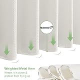 Waterproof Narrow Shower Curtain 92x182cm Cream with Hooks view 6