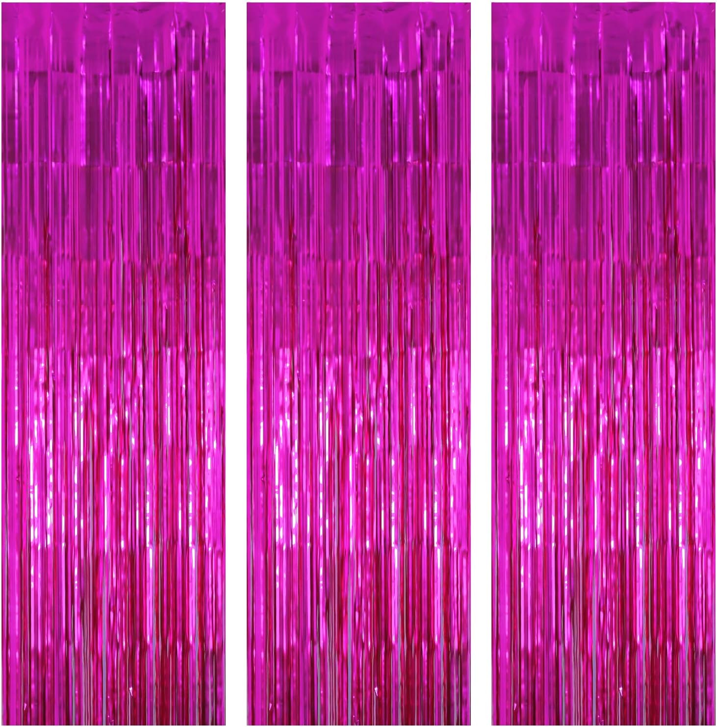 3 Pack Foil Curtains Metallic Foil Fringe Curtain for Birthday Party Photo Backdrop Wedding Event Decor (Matte Purple)