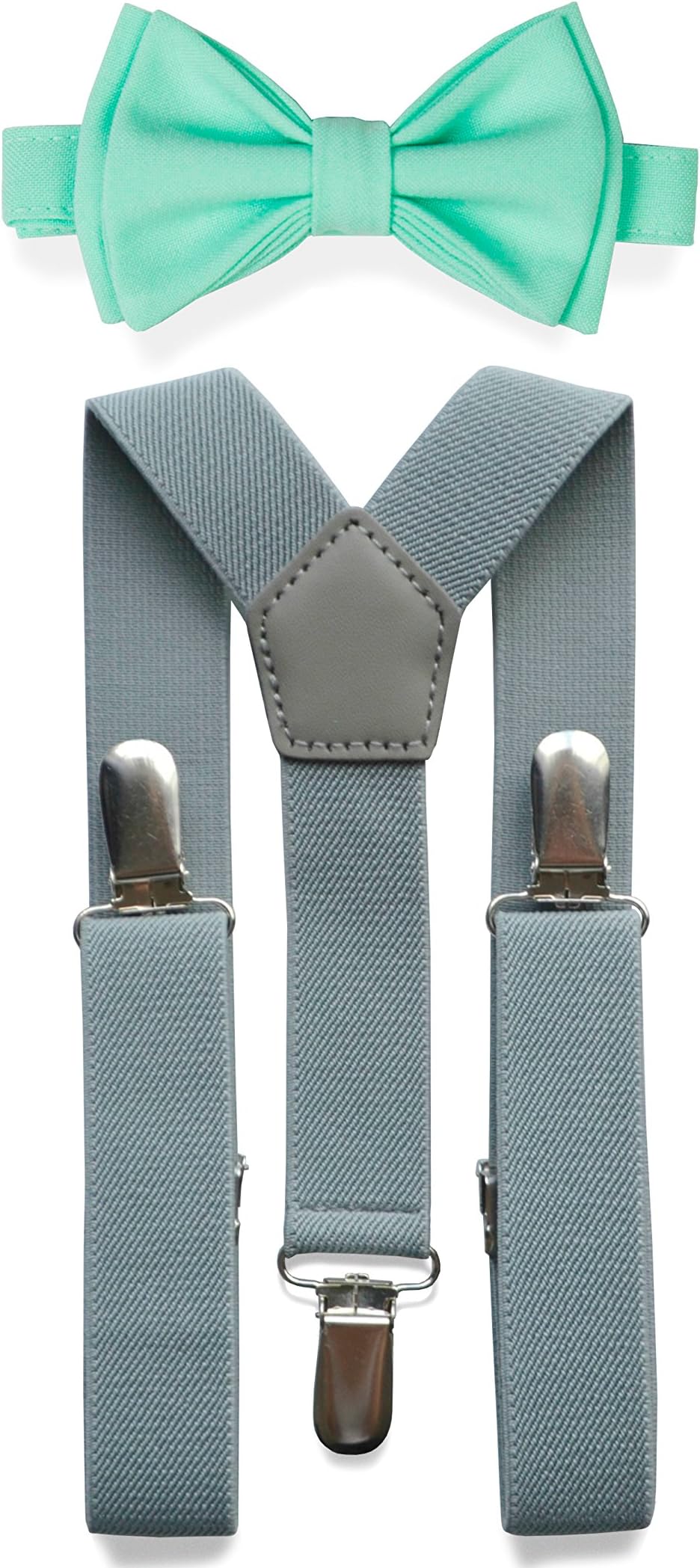 Light Grey Suspenders Bow Tie Set for Baby Toddler Boy Teen Men || Weddings Prom Homecoming Quinceañera