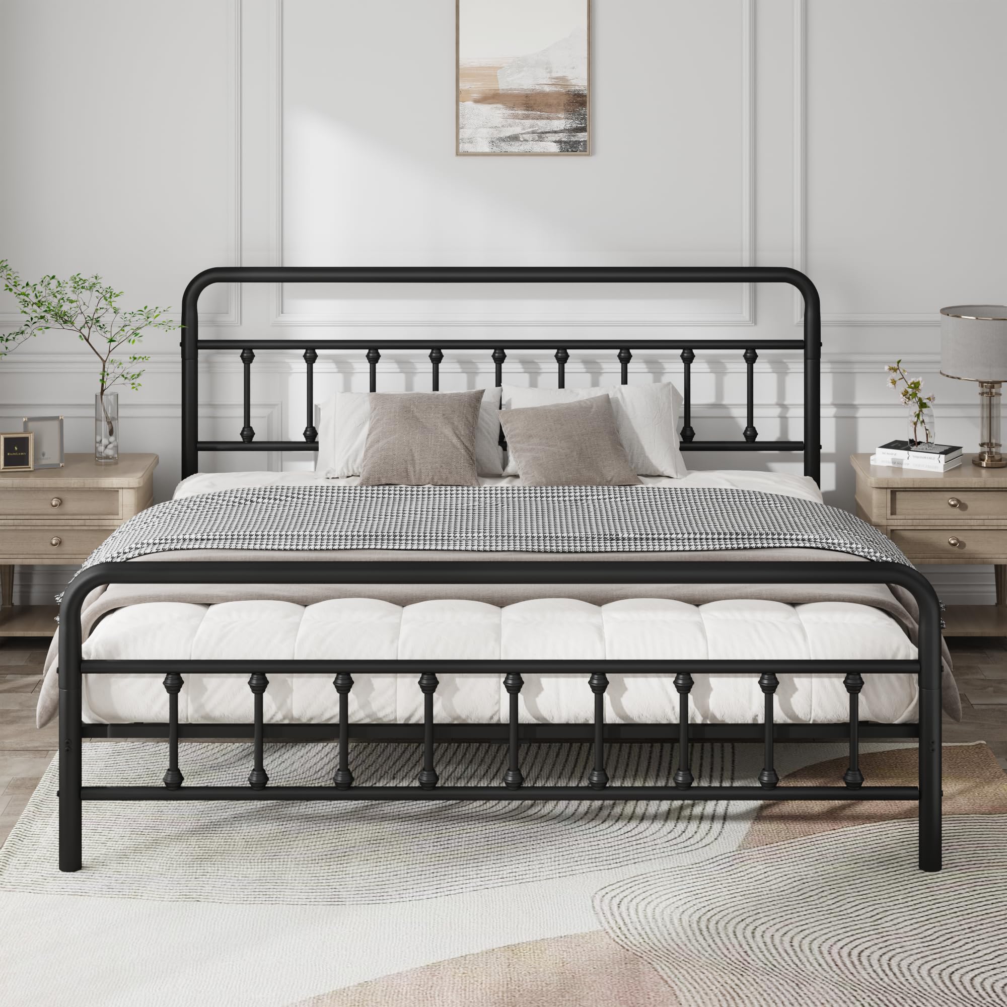 Photo 1 of ***MISSING HARDWARE***LUBEDCY King Metal Platform Bed Frame, Classic Victorian Vintage Style, Wrought Iron Headboard, Heavy-Duty Steel Slats, No Springs Required, Easy to Assemble, No Noise